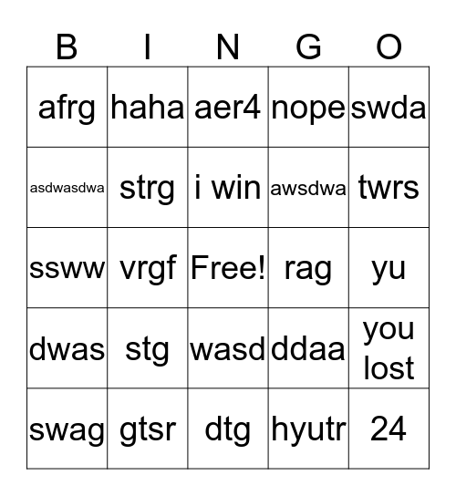 Yeets Bingo Card