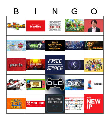 Nintendo e3 Direct Bingo Card