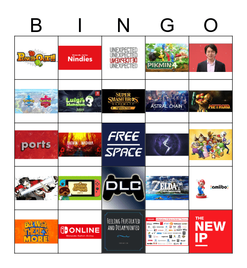 Nintendo e3 Direct Bingo Card