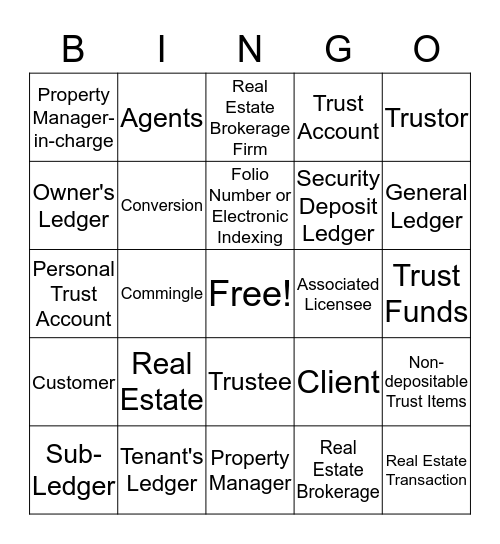 Property Management Bingo Card