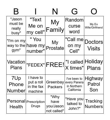 Dan Sprenger Bingo Card