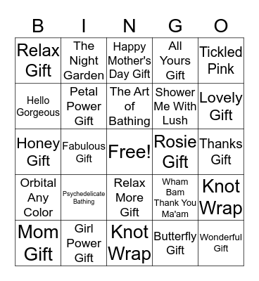 Mother's Day Bingo Card