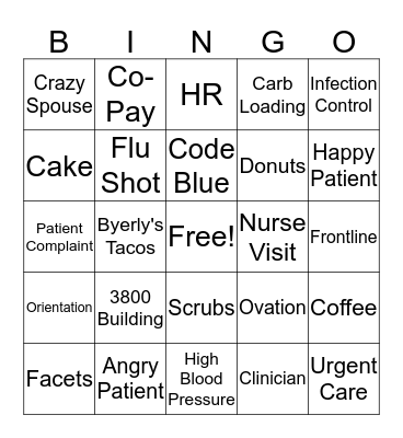 Park Nicollet BINGO Card