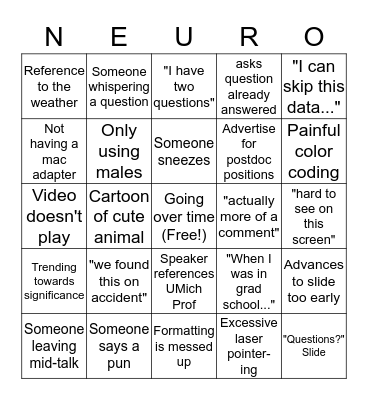 Symposium Bingo Card