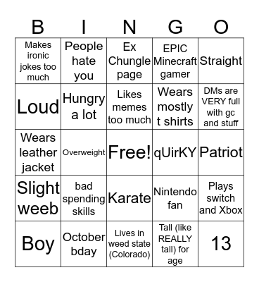 Slicer Bingo  Bingo Card