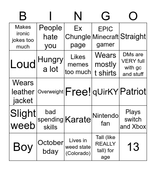 Slicer Bingo  Bingo Card