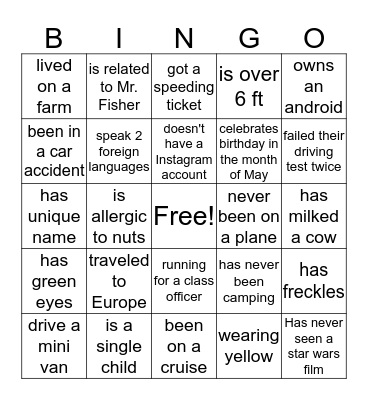 Find someone who.... Bingo Card