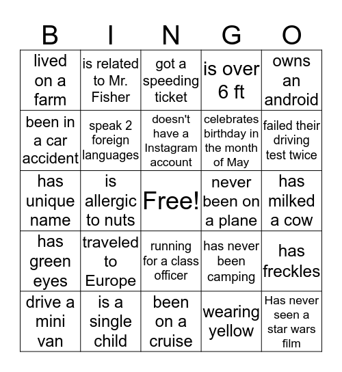 Find someone who.... Bingo Card