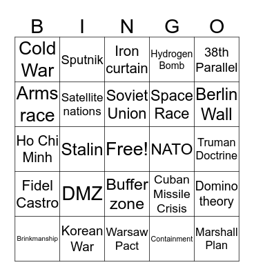 Cold War Bingo Card