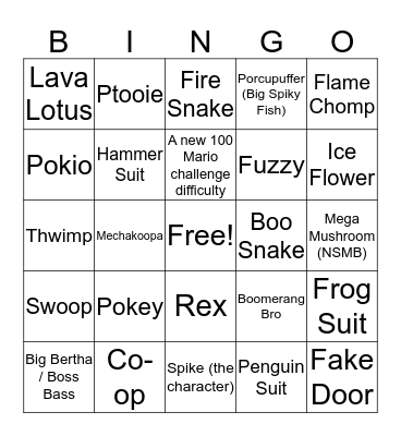 Mario Maker 2 Bingo Card