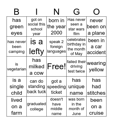 Find someone who.... Bingo Card
