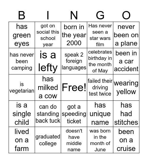 Find someone who.... Bingo Card