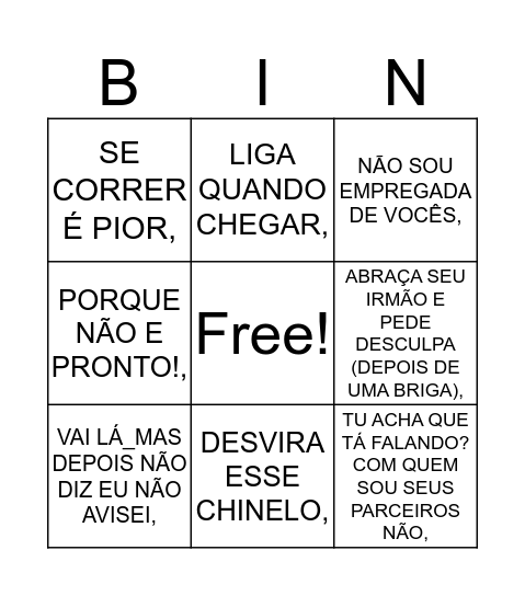 BINGO DIA DAS MÃES Bingo Card
