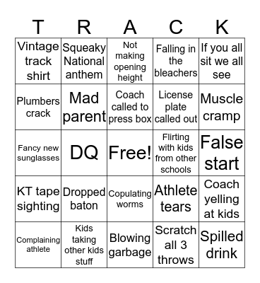 State Meet 2019 Bingo Card