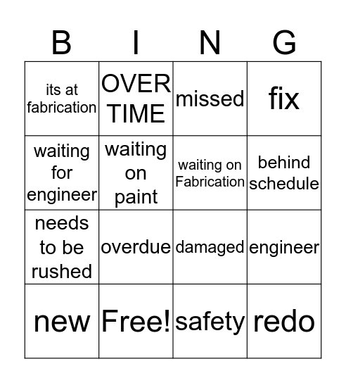 lead bingo  Bingo Card