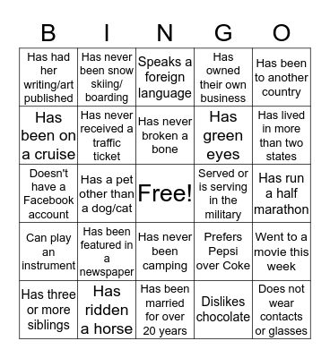 BLOOM - People Bingo Card