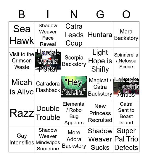 She-Ra Season 3 Bingo Card