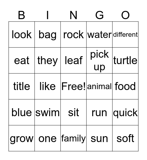 Vocabulary Words Bingo Card