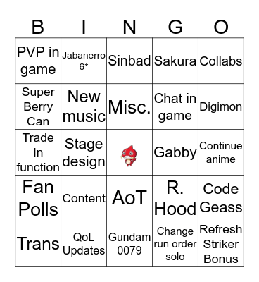 XPARK 2019 Predictions Bingo Card