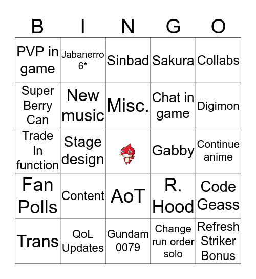 XPARK 2019 Predictions Bingo Card
