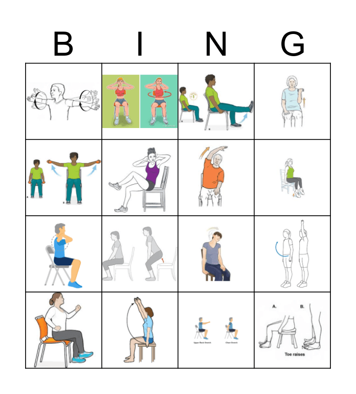 Exercise Chair Bingo Card