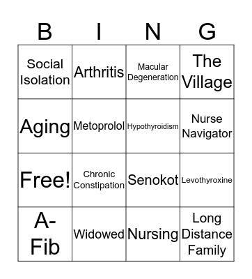 Nurse Navigator Bingo Card