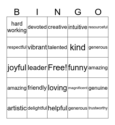 Staff Appreciation BINGO Card