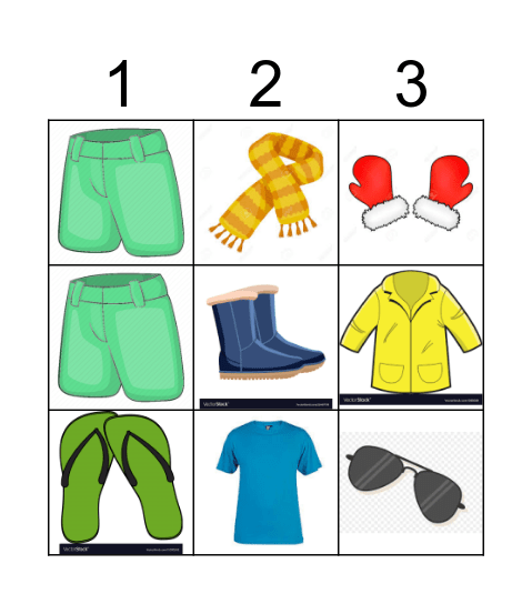 Clothes! Bingo Card