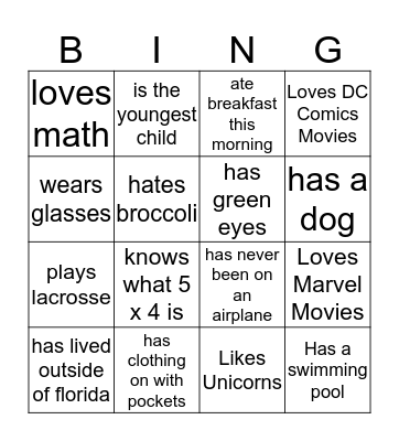Human BINGO Card