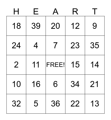 Valentine's Bingo Card