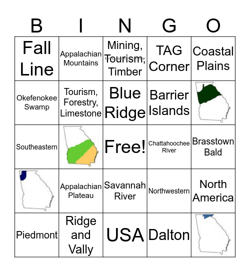 Georgia Geography Bingo Card