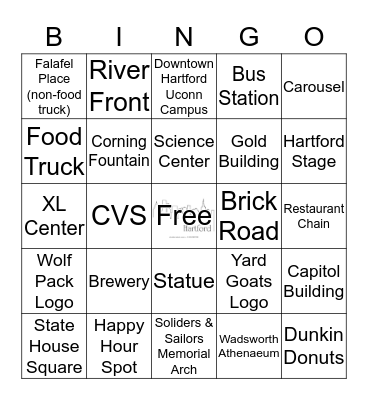 Hartford Scavenger Hunt Bingo Card