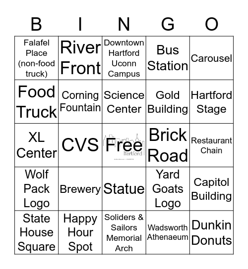 Hartford Scavenger Hunt Bingo Card