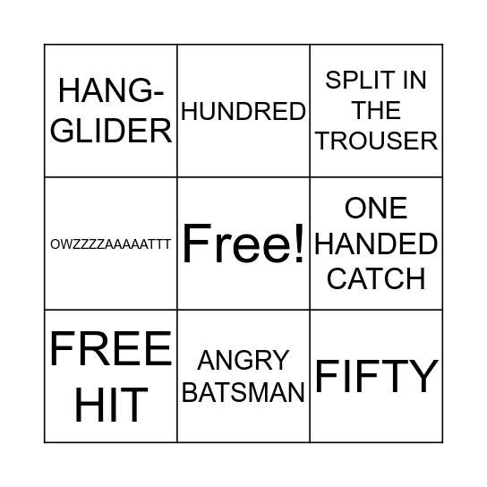 CRICKET BINGO Card