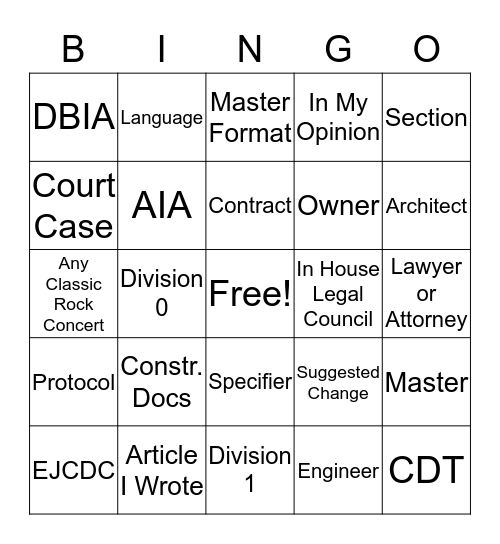 A/E CC BINGO Card