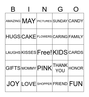 HAPPY MOTHER`S DAY Bingo Card