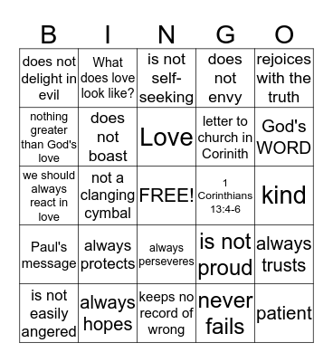 What Does Love Look Like? Bingo Card