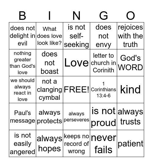 What Does Love Look Like? Bingo Card