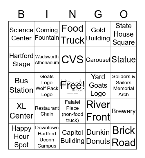 Hartford Scavenger Hunt Bingo Card