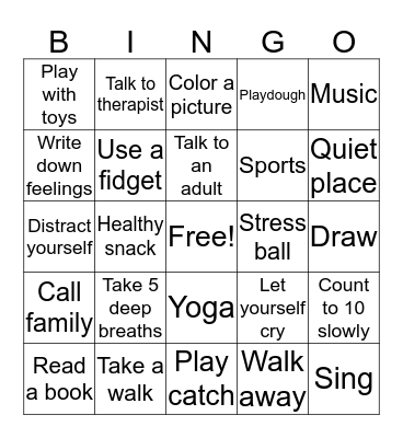 Coping Skills BINGO Card