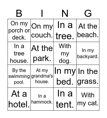 Summer Reading!  Bingo Card
