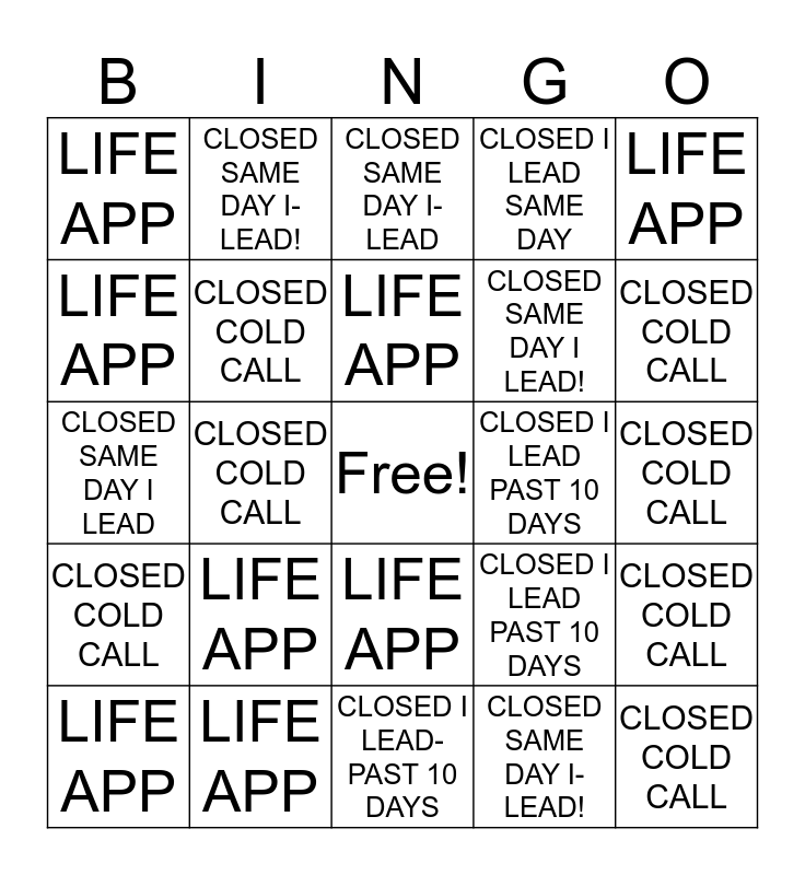 INTERNET LEAD HUSTLE Bingo Card