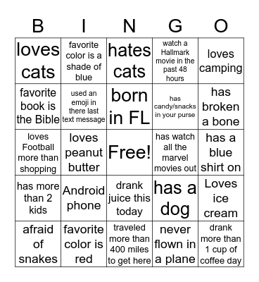 Lodge Single Moms and Kids Retreat Bingo Card