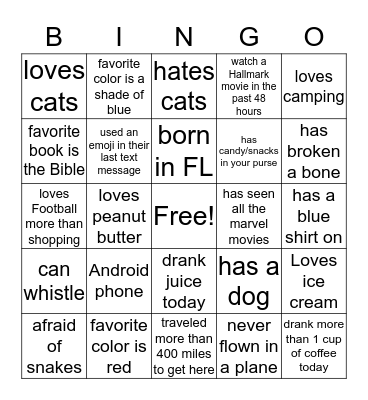 Lodge Single Moms and Kids Retreat Bingo Card