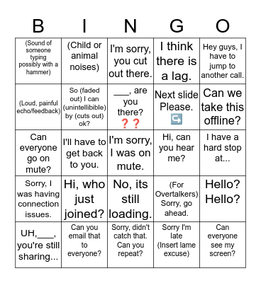 ☎️Conference Call Bingo☎️ Bingo Card