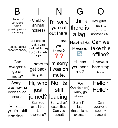 ☎️Conference Call Bingo☎️ Bingo Card