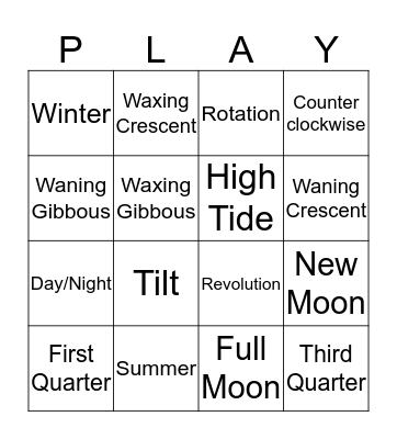 Earth and Space Bingo Card