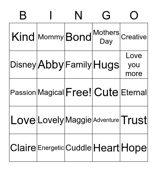 mothers day  Bingo Card