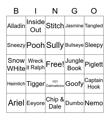 Disney Bingo Card