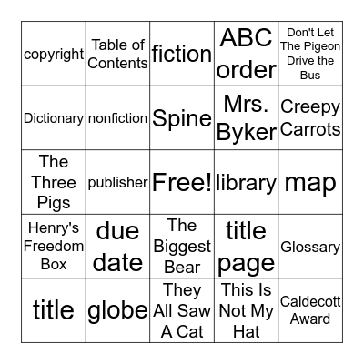 Library Bingo Card